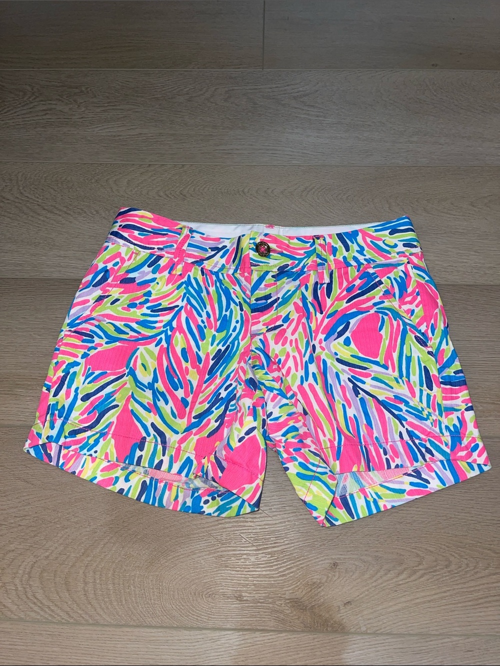 Lilly Pulitzer Neon Pink Blue Green Printed Bermuda Shorts